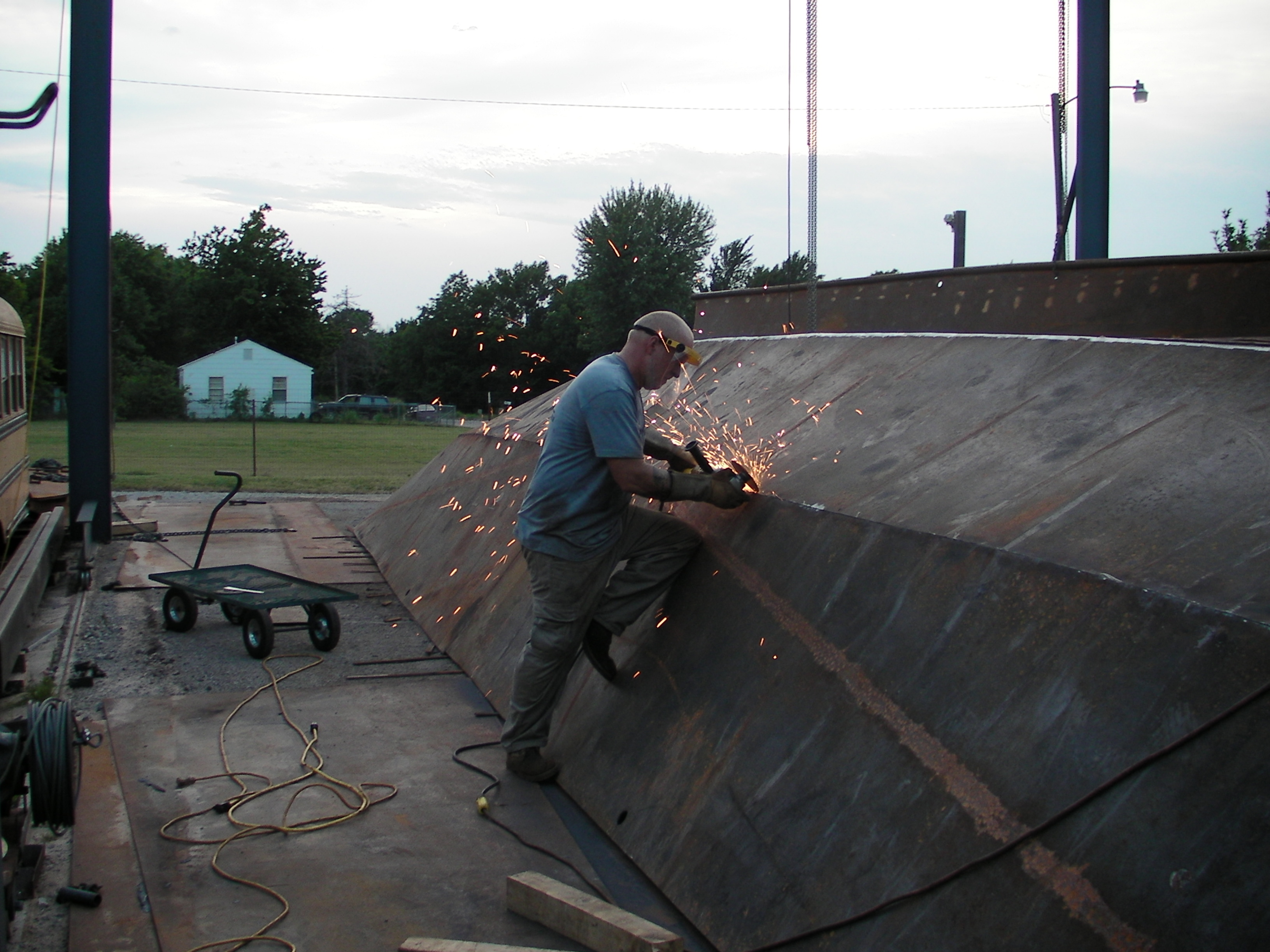 Back gouging the joint down to clean metal.